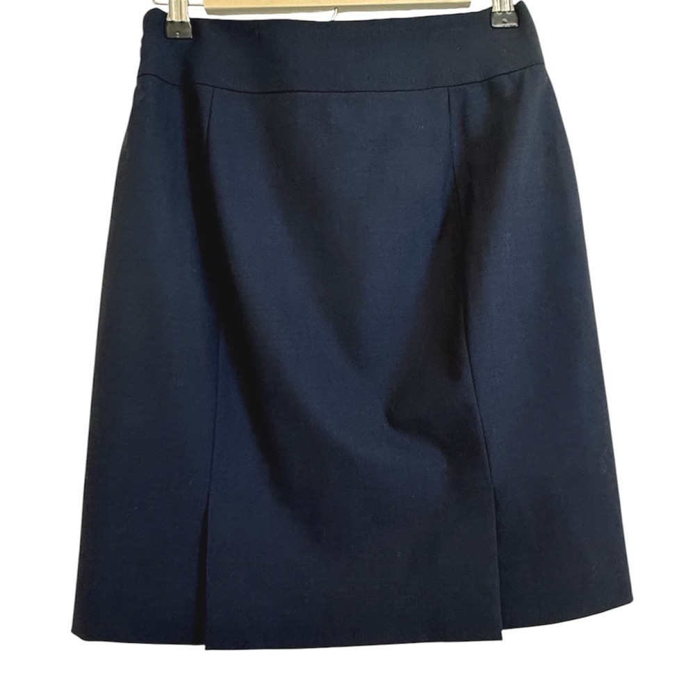Banana Republic Navy Blue Wool Blend Pencil Skirt Size 0 Side Zip Knee Length
